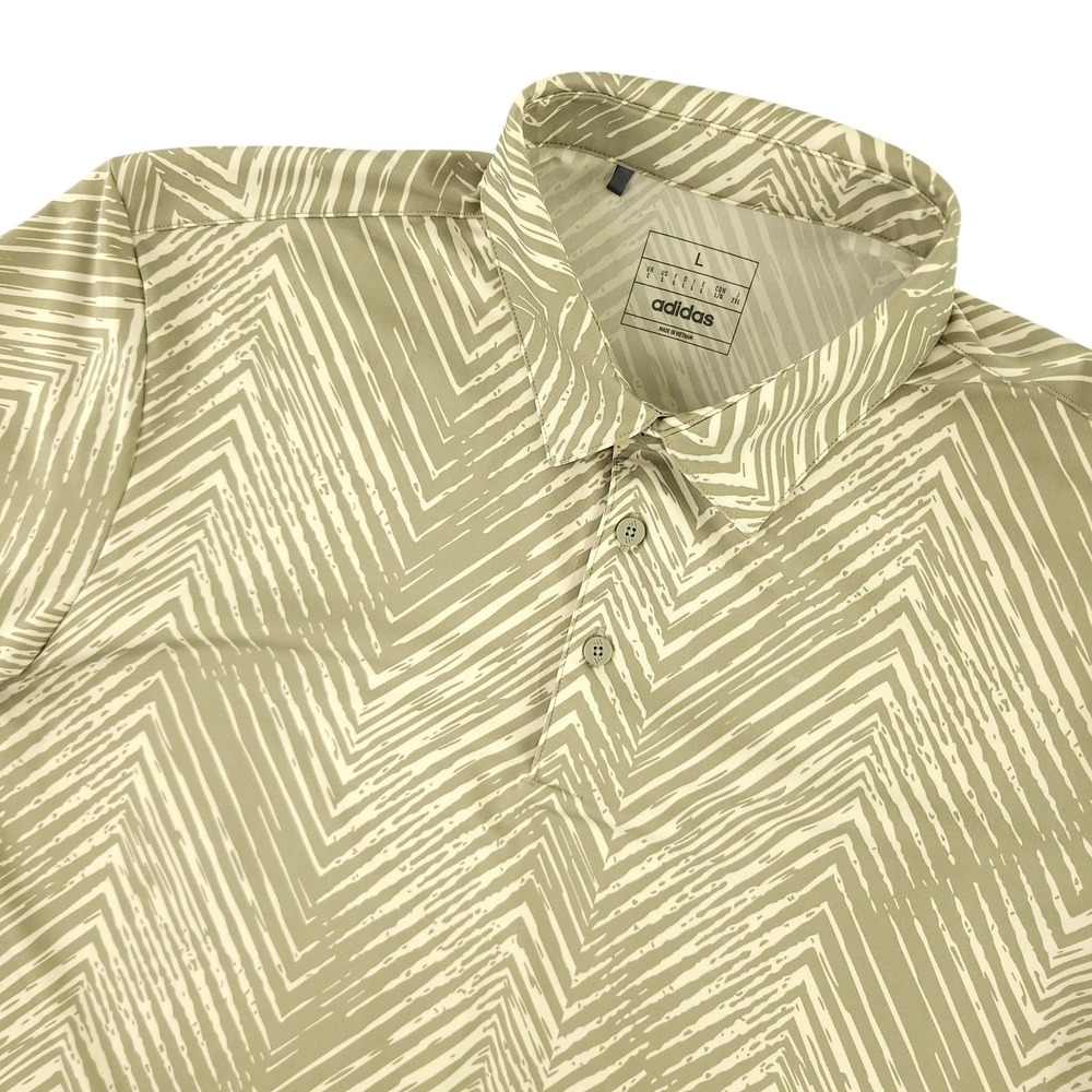 Adidas Polo Shirt Mens L Beige Chevron Rancho Manana Golf Performance Top
